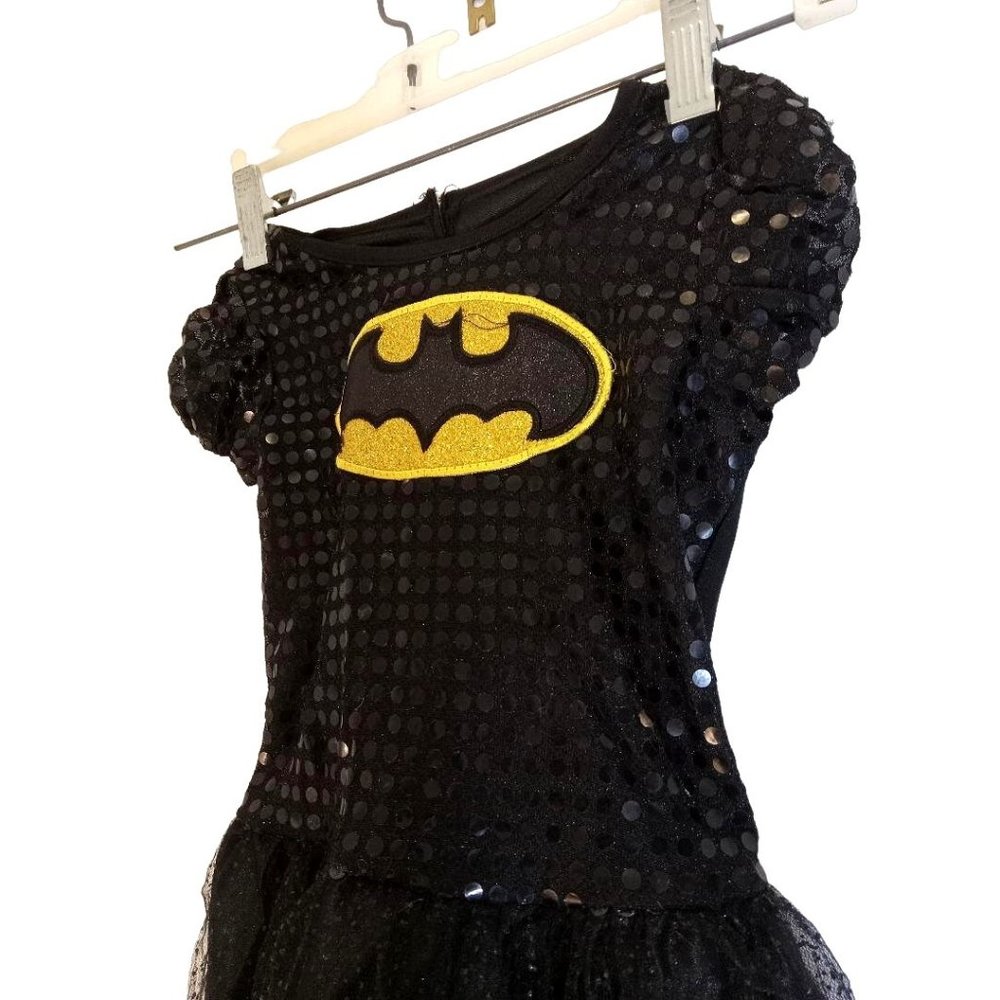 Batgirl Dress Girls Sz Small M Black Gold Sequin Tutu Dress Costume Halloween - Picture 6 of 9